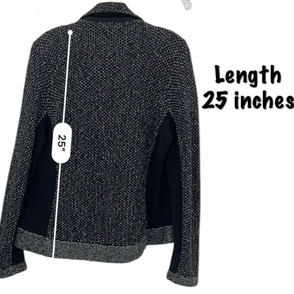 Rag & Bone Black Tweed Knit Asymmetrical Zip Up Jacket Size L - Picture 9 of 16